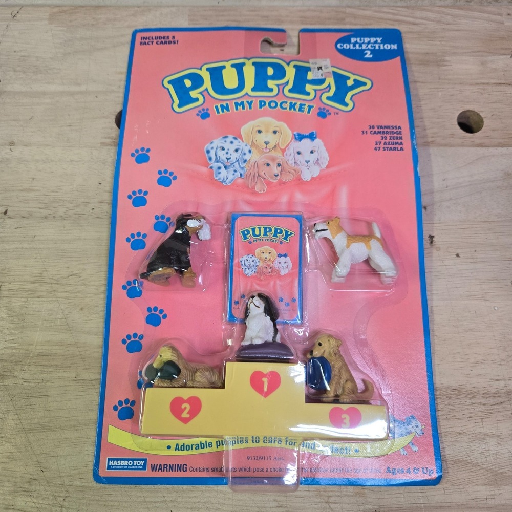 Vintage 1994 Puppy In My Pocket Hasbro Vanessa, Cambridge, Zerk, Azuma, Starla